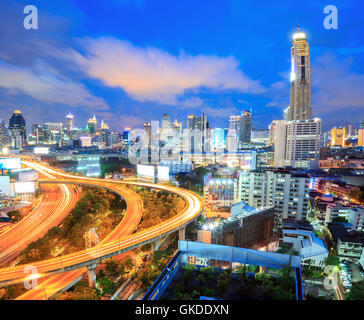 Bangkok Thailand expressway and skyline aerial view Stock Photo - Alamy
