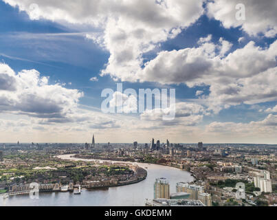 Skyline of London's traditional financial district City of London with the river Thames in the foreground. Stock Photo