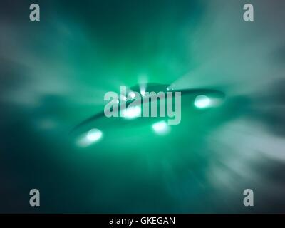 Artwork of a UFO or unidentified flying object. Stock Photo