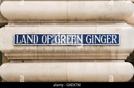 Land of Green Ginger sign, Kingston upon Hull, Yorkshire, England, UK Stock Photo