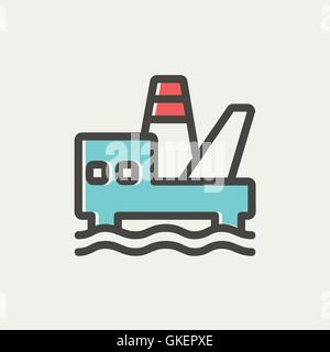 Oil platform thin line icon Stock Vector