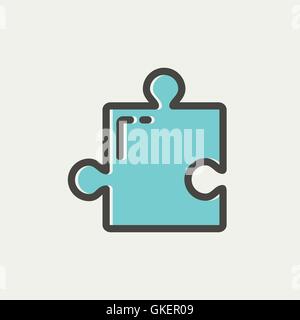 Jigsaw Puzzle thin line icon Stock Vector