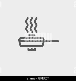 Frying pan with cover thin line icon Stock Vector