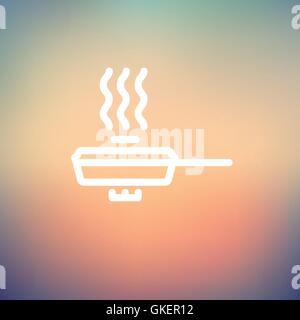 Frying pan with cover thin line icon Stock Vector