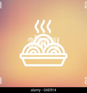 Hot meal in plate thin line icon Stock Vector