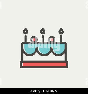 Birthday cake with candles thin line icon Stock Vector