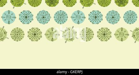 Vector abstract green polka dot stripes horizontal border seamle Stock Vector