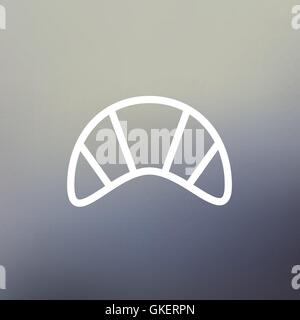 Delicious baked croissant thin line icon Stock Vector