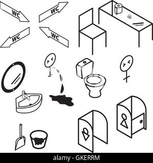 Isometric bathroom and toilet apartment interior Stock Vector