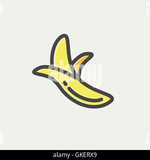 Peeled banana thin line icon Stock Vector