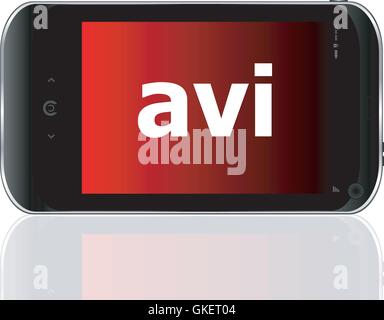 Web development concept: smartphone with word avi on display vector Stock Vector
