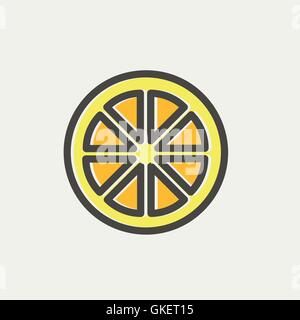 Sliced of lemon thin line icon Stock Vector