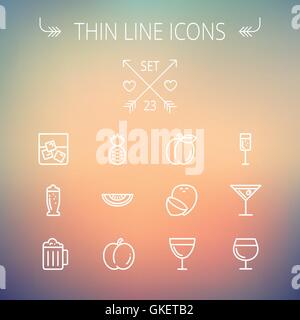 Food and drink thin line icon set Stock Vector