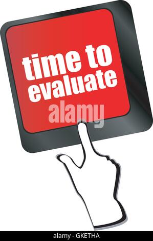 time to evaluate word on computer keyboard - social network concept vector Stock Vector