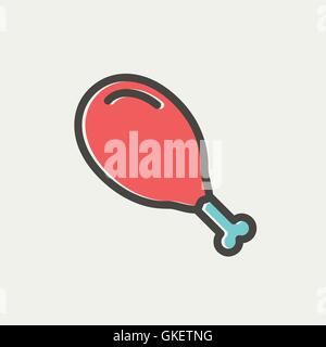 Chicken thigh thin line icon Stock Vector