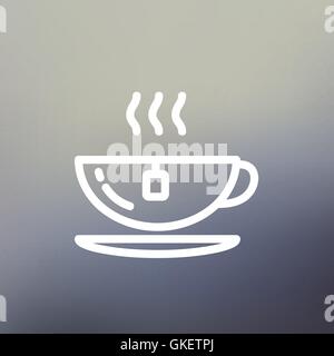 Hot tea in a cup thin line icon Stock Vector