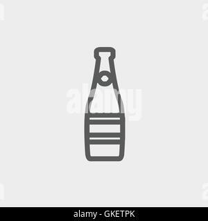 Champagne bottle thin line icon Stock Vector