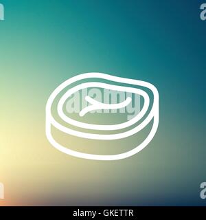 Sliced pork meat thin line icon Stock Vector
