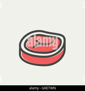 Sliced pork meat thin line icon Stock Vector