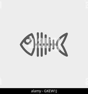 Fish skeleton thin line icon Stock Vector