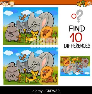 Find ten differences. Cartoon safari african animals. Matching game ...