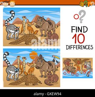 finding differences game cartoon Stock Vector