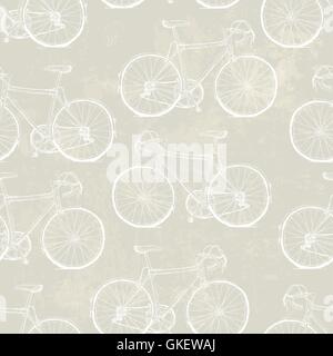 Aged Vintage Bicycles Seamless Pattern Stock Vector