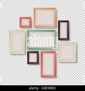 Group of Colorful Frames on Transparent Background Stock Vector