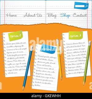 Torn paper website template Stock Vector