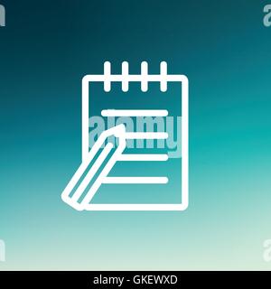 Writing pad and pen thin line icon Stock Vector