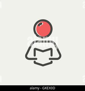 Man reading book thin line icon Stock Vector