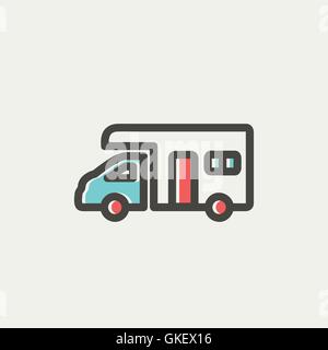 Camper van thin line icon Stock Vector