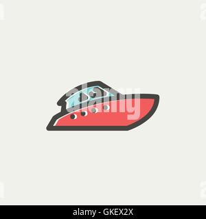 Speedboat thin line icon Stock Vector