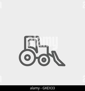 Bulldozer thin line icon Stock Vector