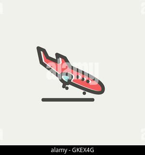 Landing airplane thin line icon Stock Vector