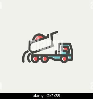 Dump truck thin line icon Stock Vector