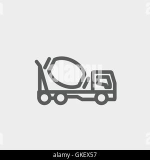 Concrete mixer truck thin line icon Stock Vector