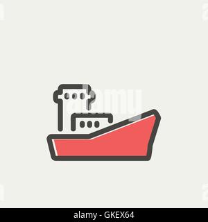 Cargo vessel thin line icon Stock Vector