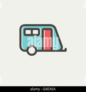 Pulling cab thin line icon Stock Vector