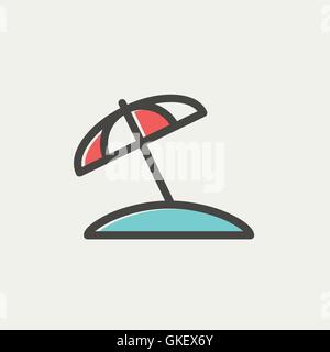 Beach umbrella thin line icon Stock Vector