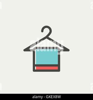Towel on a hanger thin line icon Stock Vector
