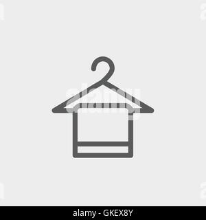 Towel on a hanger thin line icon Stock Vector