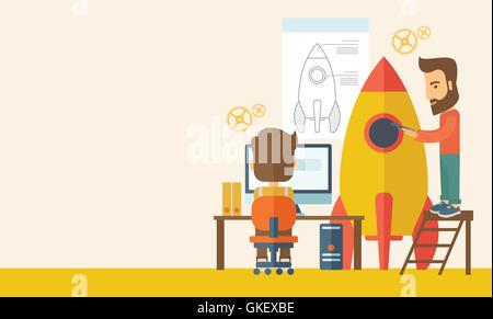 Two man for start up business Stock Vector