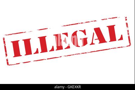 Grunge red illegal word rubber seal stamp on white background Stock ...