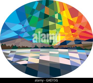 Northern Lights Aurora Borealis Low Polygon Stock Vector