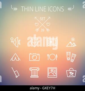 Travel thin line icon set Stock Vector