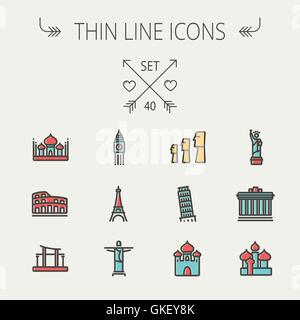 Route Icon set in thin line outline style and linear vector sign Stock ...