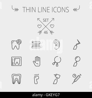 Medicine thin line icon set Stock Vector