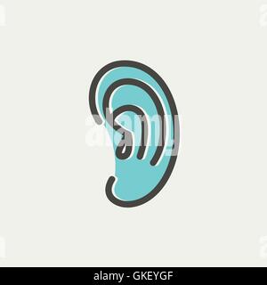 Human ear thin line icon Stock Vector