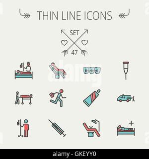 Medicine thin line icon set Stock Vector
